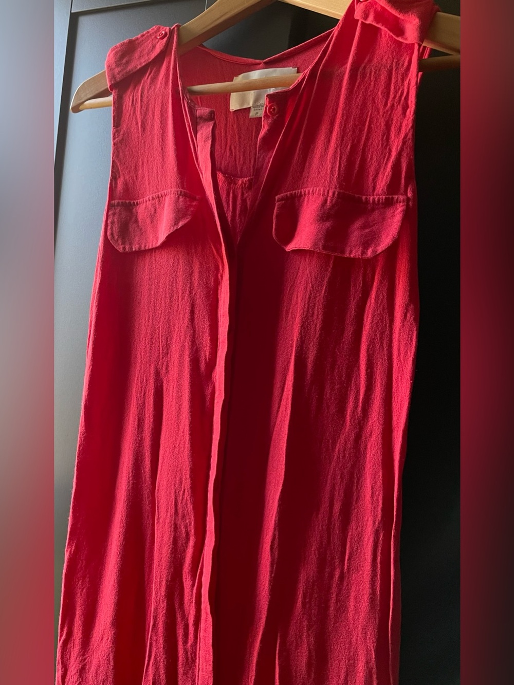 Beautiful red Brochu Walker Sleeveless Dress w/ hidden buttons size Small/Petite